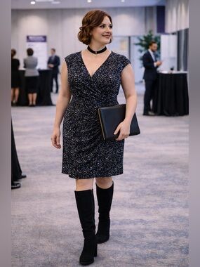 Stylish Black, White and blue Patterned Dress